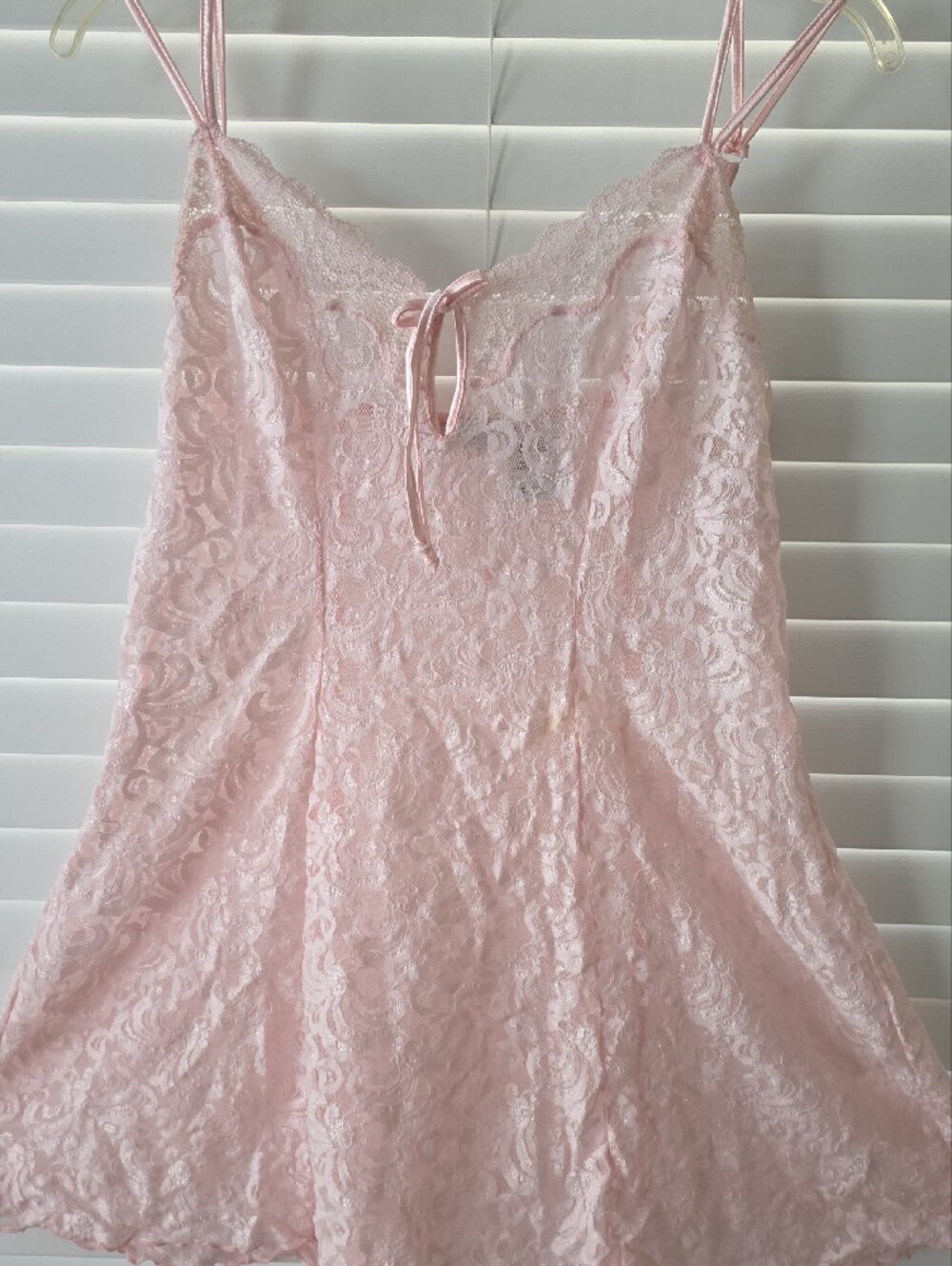 delicates Light Pink Lace Chemise with Double Spaghetti Straps